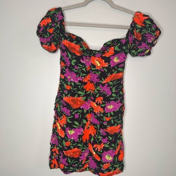 Zara Floral Off The Shoulder Puff Sleeve Mini Dress - Picture 5 of 6